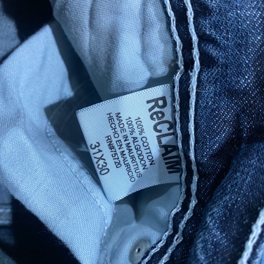 Reclaim Slim Straight Jeans Mens 31x30 Medium Wash Denim 100% Cotton Tote 0163 - Picture 12 of 13